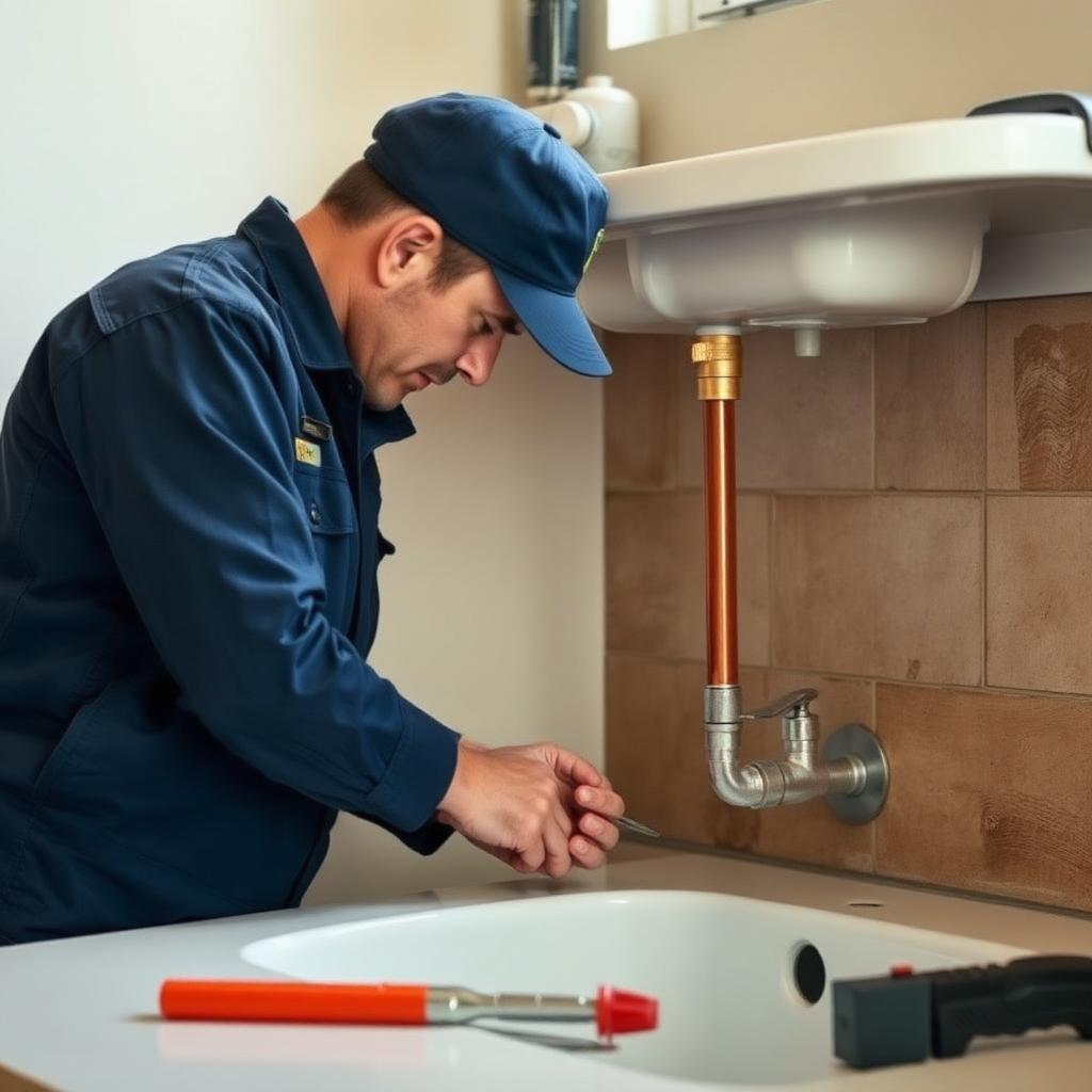Plumber working on pipework, representing insurance for plumbers